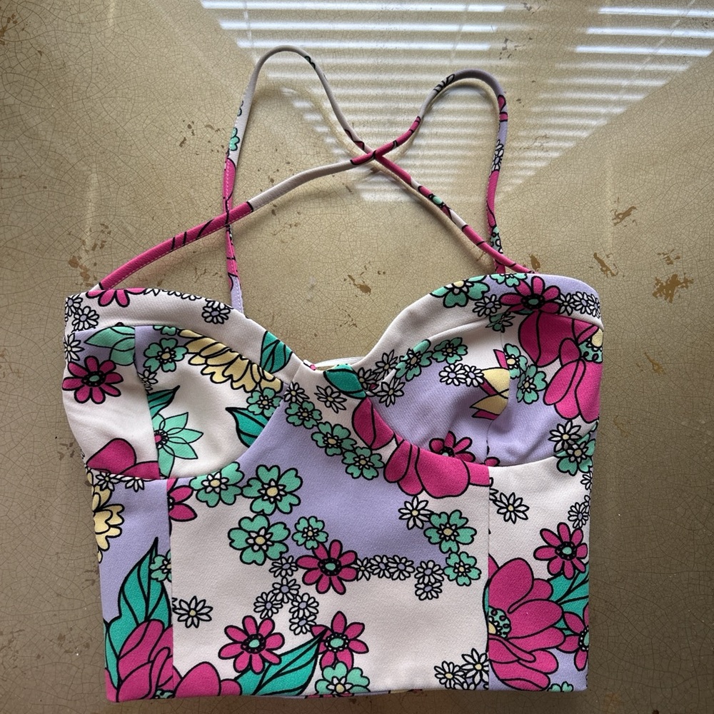 Zara Multicolor Floral Strappy Top